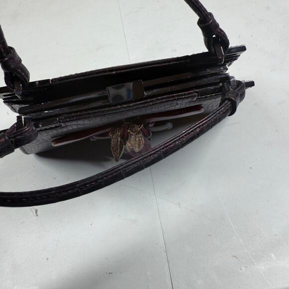 Vintage Badgley Mischka Clutch Red Leather Croc - Picture 5 of 10